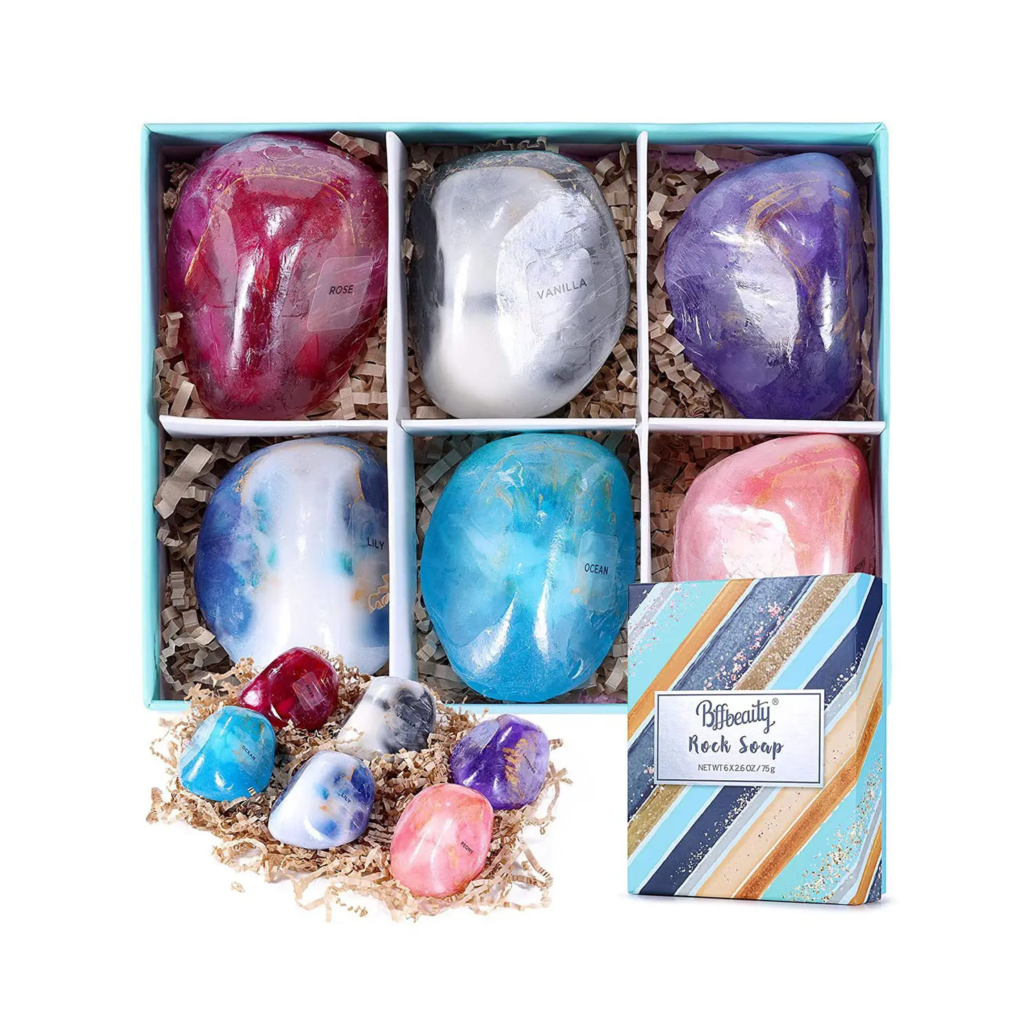 Wholesale Moisturizing Stone Shaped Handmade Soap Beauty Colorful Crystal Soaps Handmade Gemstone Rock Stone Soap