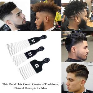 Peigne à <span class=keywords><strong>cheveux</strong></span> en métal noir à picots, en acier inoxydable, avec logo personnalisé, peigne afro pour hommes noirs, vente chaude - Product Image 5