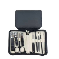 Kit de toilettage JM pour hommes, outils de soin personnels, peigne, brosse, kit de rasage, kit de soin des ongles en acier inoxydable, dans un sac noir, pour la maison, les voyages, les situations d'urgence