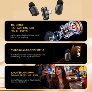 Microphone cravate sans fil Aurora Sound Mini8, léger, en métal, à condensateur, avec suppression du bruit et éclairage RGB <span class=keywords><strong>pour</strong></span> <span class=keywords><strong>téléphone</strong></span> et appareil photo - Product Image 3