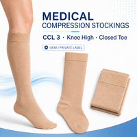 Medias de Compresión Médicas CCL 3, Hasta la Rodilla, Punta Cerrada, Compresión Graduada, Proveedor de Marca Privada OEM