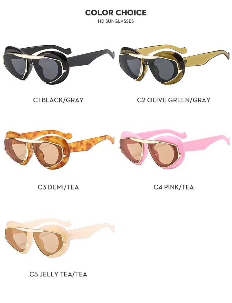Factory Wholesale Classic Oval Cat Eye Sunglasses Fashion Punk Style UV400 Sunglasses Unisex