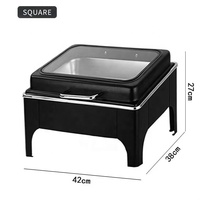 Matériel de restauration, réchaud à buffet en acier inoxydable noir, capacité 6L, alimenté au gaz, plat de service pour plats de buffet