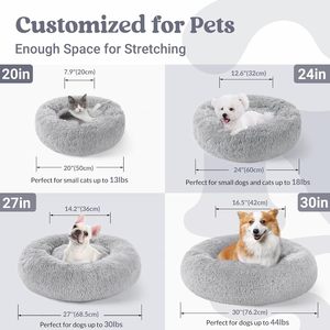Manufacturer Wholesale pink Solid Fashion Eco-Friendly Luxury Donut Square <b>Plush</b> Dog Pet <b>Cat</b> Bed Carton - Product Image 3