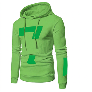 Men's Green Hooded Sweatshirt With Black Number 7 Print Slim Fit Casual Knitted Long Sleeve Autumn Wear - Product Image 2