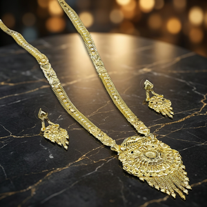 Venta al por mayor 14K 18K 24K Micro Gold Filled Collares de moda, Joyería larga tradicional, Diseño floral Micro Gold Plated Jewelry Set - Product Image 3