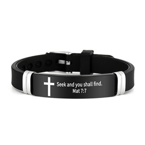 Pulsera Deportiva/Casual Unisex <span class=keywords><strong>de</strong></span> Acero Inoxidable con Versículos Bíblicos Grabados, Regalo para Días Festivos - Product Image 6