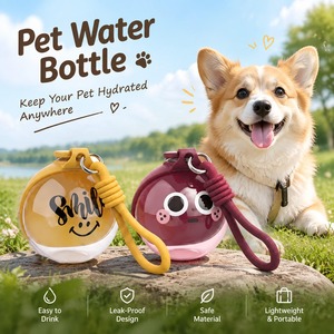 Bouteille d'eau portable pour animaux de compagnie, bol à boire pliable en silicone, anti-fuite, avec sangle de poignet, bouteille d'eau sphérique portable pour animaux de compagnie - Product Image 5