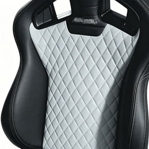 Sillón CS30 de Cuero Negro con Patrón de Diamantes Blancos y Respaldo Ajustable + Rieles <span class=keywords><strong>Deslizantes</strong></span> - Estilo Lujoso Modificado - Product Image 1