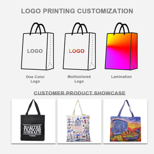 Sac en toile de créateur recyclable imprimé de logo personnalisé de haute qualité Grand sac fourre-tout en toile en coton naturel uni - Product Image 4