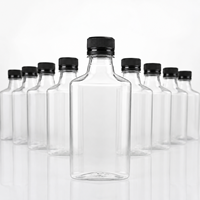 Bouteille de boisson vide transparente avec bouchon à vis noir pour jus, sauce, thé, sirop – Emballage en gros, logo personnalisé