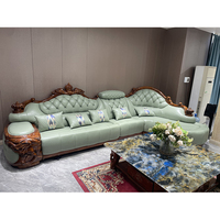 Ensemble de canapés en cuir haut de gamme, design moderne d'angle, cadre en bois massif de luxe, meubles de salon d'hôtel, approvisionnement direct en usine
