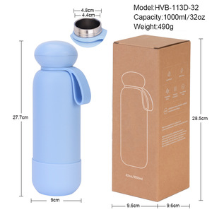 Botella <span class=keywords><strong>de</strong></span> <span class=keywords><strong>Agua</strong></span> Aislada con Tapa Redonda en Color Pastel, 32oz 1000ml, Termo <span class=keywords><strong>de</strong></span> Acero Inoxidable <span class=keywords><strong>de</strong></span> Doble Pared con Asa <span class=keywords><strong>de</strong></span> Silicona - Product Image 6