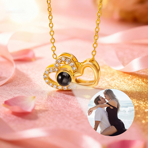 <span class=keywords><strong>Collana</strong></span> <span class=keywords><strong>con</strong></span> doppio cuore in zircone personalizzato <span class=keywords><strong>con</strong></span> pietra di <span class=keywords><strong>proiezione</strong></span> per gioielli da donna regalo di san valentino - Product Image 5