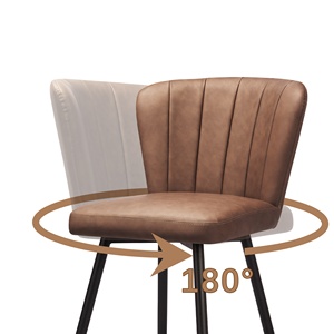Taburete <span class=keywords><strong>de</strong></span> Bar giratorio Kirkasa, cojín <span class=keywords><strong>de</strong></span> cuero moderno con respaldo, silla sin brazos <span class=keywords><strong>para</strong></span> Bar, <span class=keywords><strong>cocina</strong></span>, comedor - Product Image 3