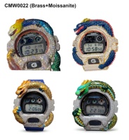 Boîtier de montre Hip Hop de luxe pour Casio DW6900, en laiton, style G-Shock, avec lunette entièrement sertie de moissanite VVS1, montée à l'état neuf, cadre de remplacement pour modification