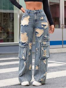 All'ingrosso <span class=keywords><strong>pantaloni</strong></span> <span class=keywords><strong>Cargo</strong></span> impilati da <span class=keywords><strong>donna</strong></span> di alta qualità 6 Pocket tattico alla moda Jeans da <span class=keywords><strong>donna</strong></span> <span class=keywords><strong>pantaloni</strong></span> <span class=keywords><strong>Cargo</strong></span> <span class=keywords><strong>donna</strong></span> <span class=keywords><strong>pantaloni</strong></span> larghi - Product Image 5