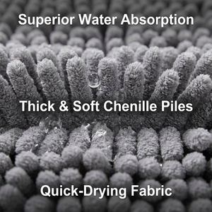 Tapis de bain rond en chenille gris de luxe, tapis de salle de bain en microfibre ultra doux et moelleux, tapis de sol circulaire super absorbant et antidérapant - Product Image 3