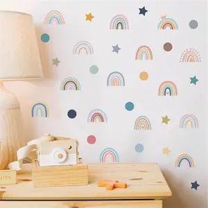 Nette Schlafzimmer Dekoration 3d Aufkleber DIY bunte Stern Regenbogen Wanda uf kleber Peel And Stick selbst klebende abnehmbare Aufkleber