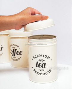 מיכל מתכת מטבח תה קפה סוכר מיכל מיכל קפה סט עם מכסה אחסון ביתי - Product Image 4