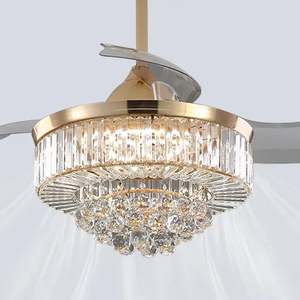 Đèn Quạt Vô Hình Pha Lê Cao Cấp Đèn Chùm Hình Tròn Thông Minh Lưỡi Dao Có Thể Thu Vào - Product Image 1