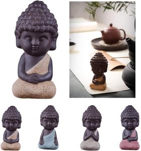 4 Piezas de Cerámica Tradicional Mini Pequeño Buda Estatua Monje Estatuilla para Té Decoración de Mascotas - Product Image 4
