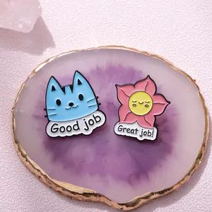 Cartoon Good Job Positive Statement Enamel Brooch Cat/bee/star/watermelon Backpack Badge Clothing Accessories Gift