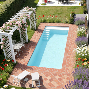 Piscina de Fibra de Vidrio con Spa con Rebosadero y Plataforma para Broncearse para Espacios Reducidos en el Patio Trasero - Product Image 4