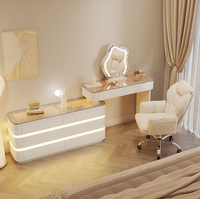 Table de toilette moderne avec miroir LED et tiroir lumineux pour chambre et salle de bain