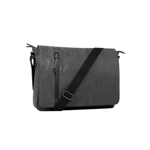 Borse e cover per Laptop personalizzabili 15.6 borsa per Laptop a tracolla in pelle da uomo con tracolla in PU grigio da 16 pollici con Logo