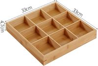 Plateau divisé en gros Plateau à légumes Plateau en bambou créatif à neuf grilles carrées Plateau en bois avec compartiments