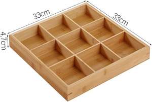 Großhandel geteiltes Teller Gemüse-Tablett Bambus kreatives neun-quadrat-Gitter-Tablett Holztablett mit Fachen - Product Image 5