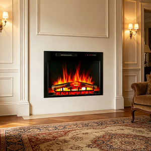 <span class=keywords><strong>Chimenea</strong></span> eléctrica lineal empotrada 3D con efecto de llama, control remoto, calefactor para hotel, hogar, interior, con soporte para TV y leños. - Product Image 3