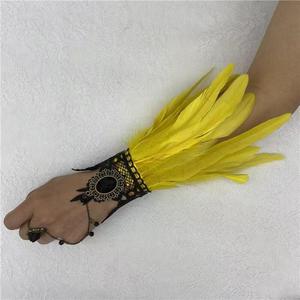 Artisan <strong>Feather</strong> Arm <strong>Cuffs</strong> Handmade Cyberpunk Decor for Festival Events and Edgy Fashion Show Props - Product Image 5