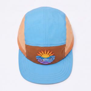 Casquette Trucker 5 Panneaux en Similicuir avec Patch en Jean et Logo Personnalisé, Imperméable, Performance Extérieure, Dos en Maille - Product Image 6