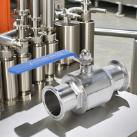 Vanne à boisseau sphérique manuelle sanitaire bidirectionnelle 1 1/4'' à dégagement rapide, en acier inoxydable 304 de qualité alimentaire, type à collier, pour eau à température normale, OEM
