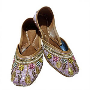 Girls Traditional Outfit Footwear Fancy Floral Embroidery Leather <b>Shoes</b> Fashion Trend High Comfort Flat Heel Hook Loop Closure - Product Image 5