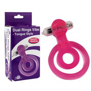 Aphrodisia Dual Rings Vibe Tongue Style Vibrating Penis Ring Delay Eyaculation Erection Enhancer Soft TPE Cock <span class=keywords><strong>para</strong></span> hombres - Product Image 1
