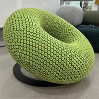 Fauteuil d'appoint moderne Donut, chaise longue jacquard 3D, chaise de loisirs creuse avec base en acier carbone pour salon, balcon, chambre