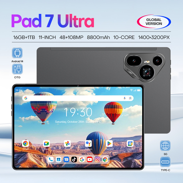 Pad7 Ultra Global Smart Tablet 5G 16GB 1TB 11 Inch HD 108MP 10 Core Unlocked