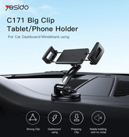 Support de téléphone tablette YESIDO C171 à grande pince, 4,7 à 12 pouces, utilisable sur différentes surfaces planes, support de téléphone pour voiture