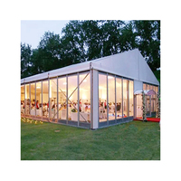 Carpa de Lujo con Paredes de Vidrio y Estructura de Aluminio, Resistente, 16x32m, Carpa para Fiestas, Impermeable, con Cubierta de PVC para Bodas y Eventos