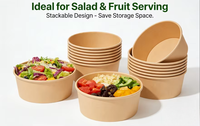 Bols à salade jetables en papier kraft anti-graisse de qualité alimentaire pour la restauration à emporter, salades de fruits, restauration rapide, vente en gros
