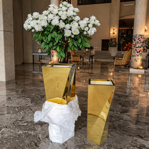 Morden sang trọng trang trí nội thất thép không gỉ cao vàng kim loại <span class=keywords><strong>Vase</strong></span>/chậu hoa - Product Image 1