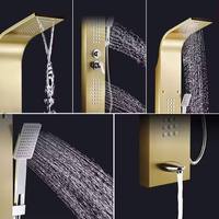 Vente chaude Brossé En Acier Inoxydable Mur Monté LED Panneau De Douche Robinets Thermostatiques Cascade Motif De Pluie En Céramique pour Hôtels