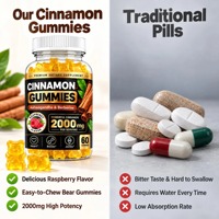 Gummies personnalisées 2000mg Cannelle de Ceylan et Berbérine Saveur Framboise pour le soutien des os, des articulations et du système cardiovasculaire – Vente en gros
