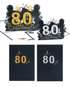 Biglietti d'Auguri 3D Pop-up per <span class=keywords><strong>Compleanno</strong></span> in Stile Stock Paper Crafts, Stampa Digitale a 4 Colori Nero e Oro, con Verniciatura Lucida e Busta - Product Image 4