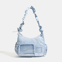 Sac bandoulière Sweet Star style japonais New Boston Pain Bag, transparent, pour fille, style coréen, avec fermeture éclair simple en silicone