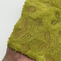 Tissu extensible en nylon et élasthanne jaune-vert, imitation fourrure de lapin, tricoté en dentelle, pour hauts, vêtements d'extérieur et projets DIY automne-hiver