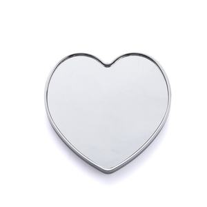 ABS <b>Plastic</b> Heart Shape Single Side Silver Plated Small Makeup Pocket Compact <b>Mirror</b> - Product Image 1